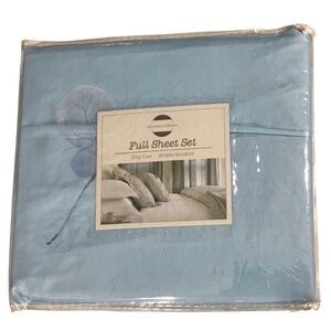 Mackenna Full Sheet Set Blue Microfiber Polyester Floral Flowers